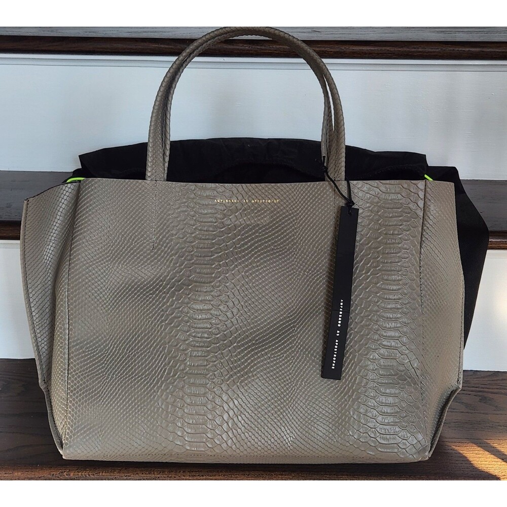 Ampersand As Apostrophe XL Taupe Python 100% Leather Tote - NWT - Picture 6 of 15